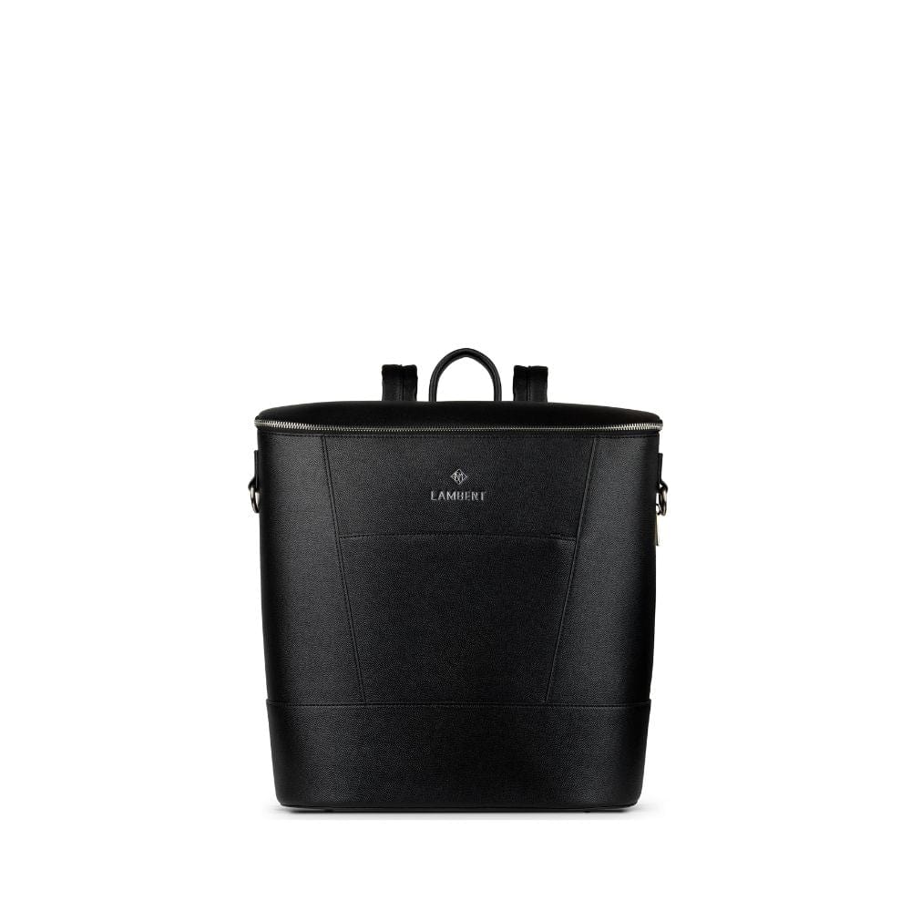 The Mia - Black Vegan Leather Diaper Bag