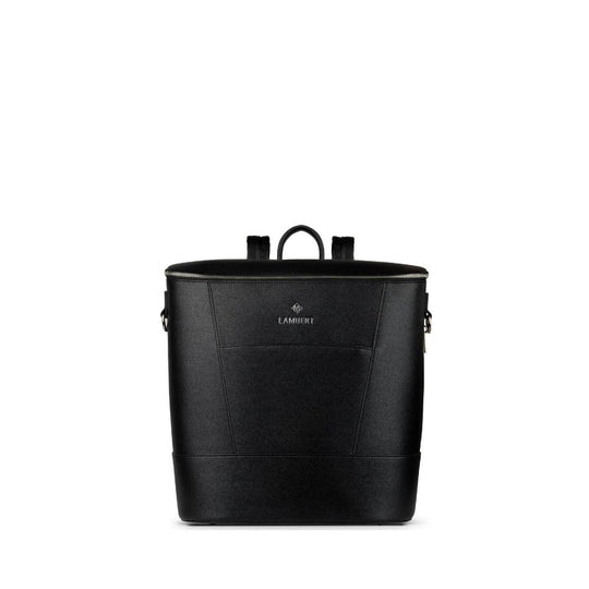 The Mia - Black Vegan Leather Diaper Bag
