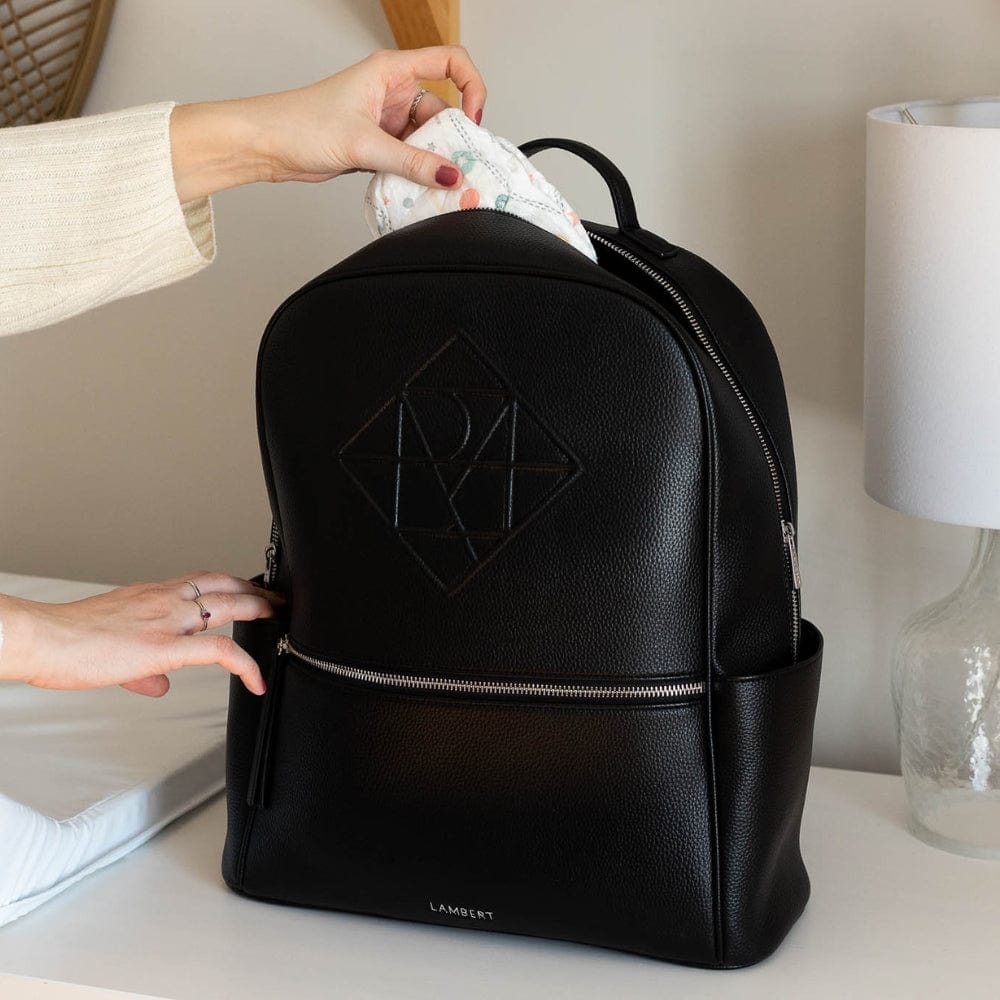 The Vicky - Recycled Black Vegan Leather Diaper Bag