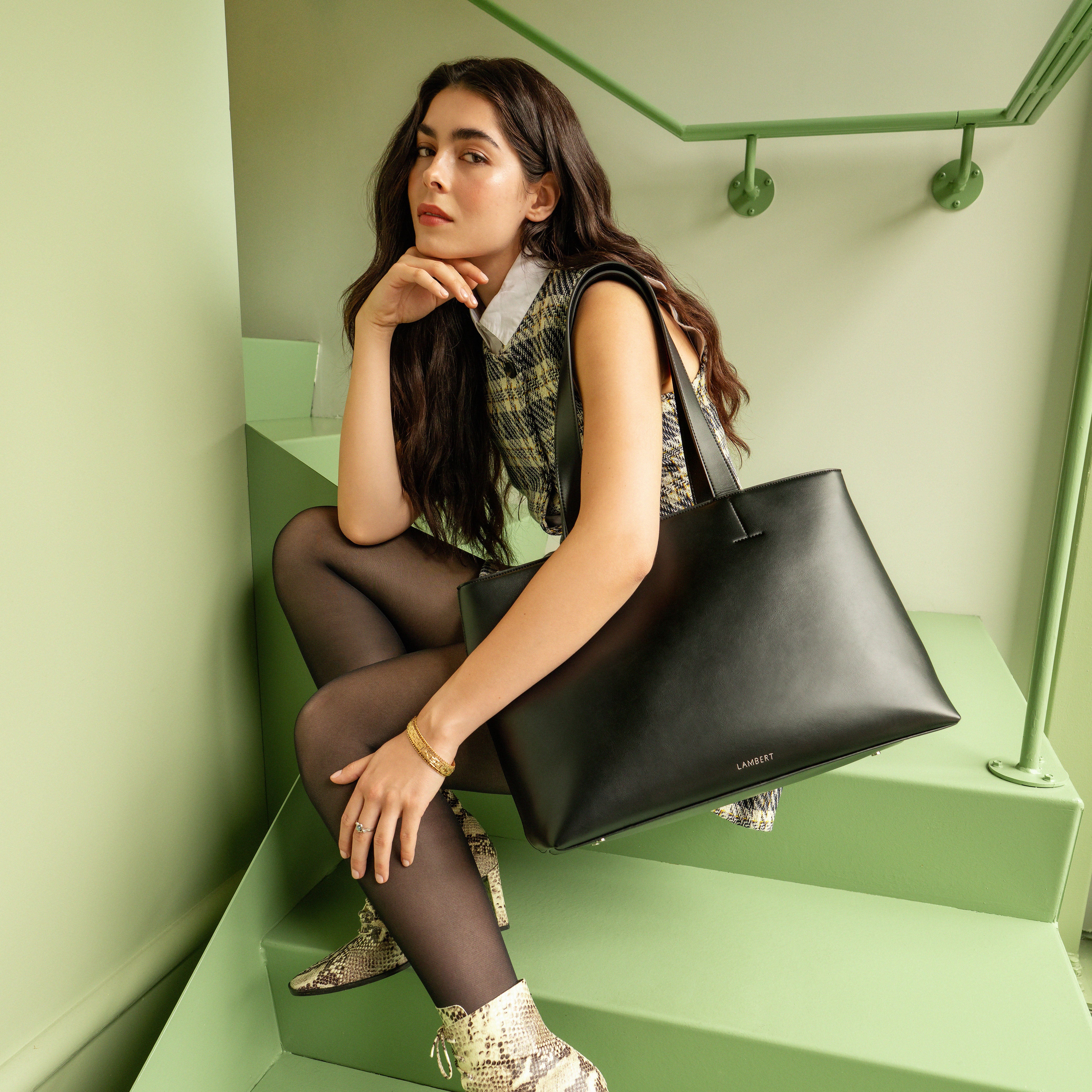 The Danyka - Black Vegan Leather Tote Bag – Lambert Design US LLC