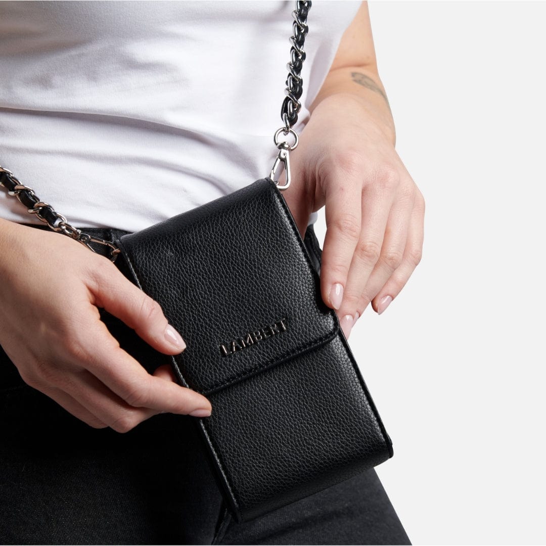 The Alexa - Black Vegan Leather Crossbody Phone Case