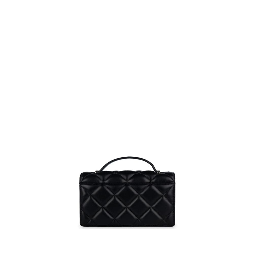 The Andrea - Black Vegan Leather Quilted 2-in-1 Handbag