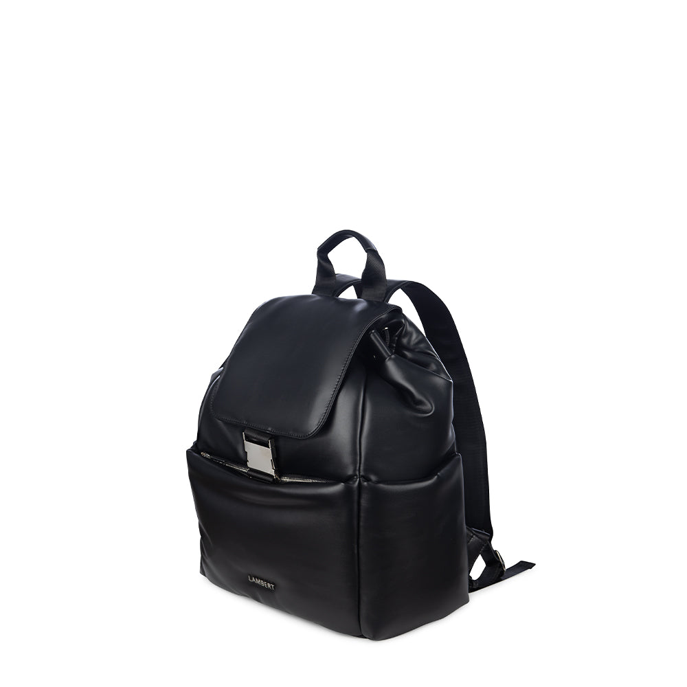 The Averi - Black Puffy Vegan Leather Backpack