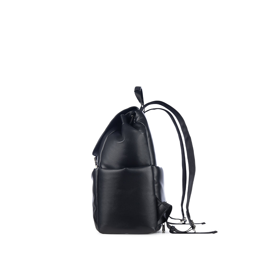 The Averi - Black Puffy Vegan Leather Backpack