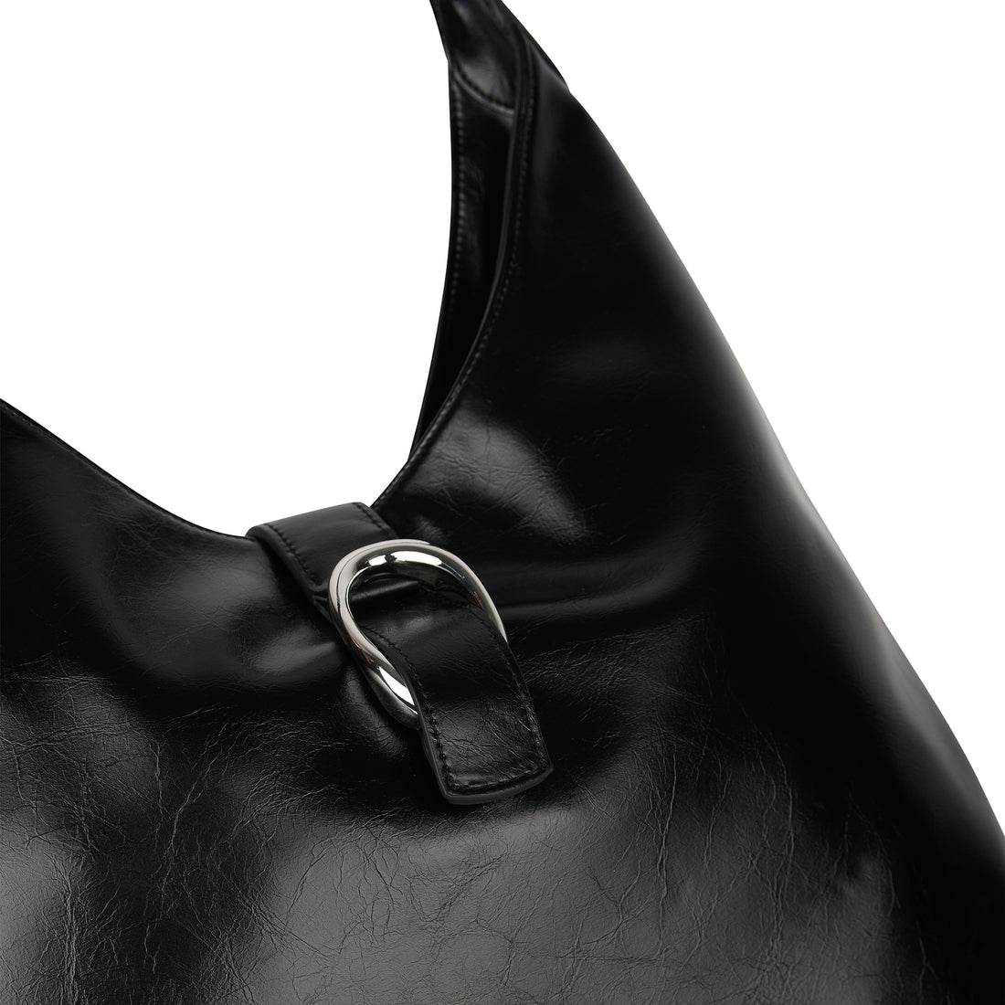 The Brielle – Black Vegan Leather Hobo Tote Bag