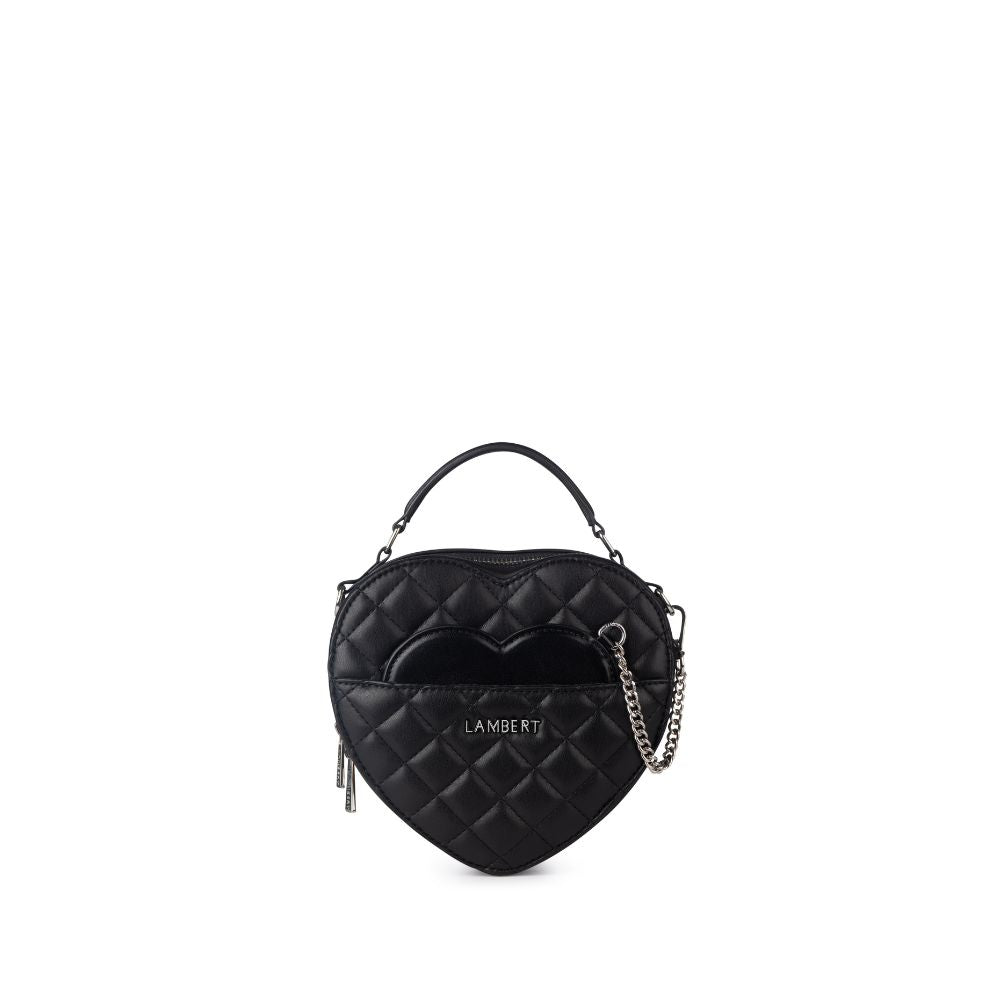 The Cailli - 2-in-1 Black Vegan Leather Heart Handbag