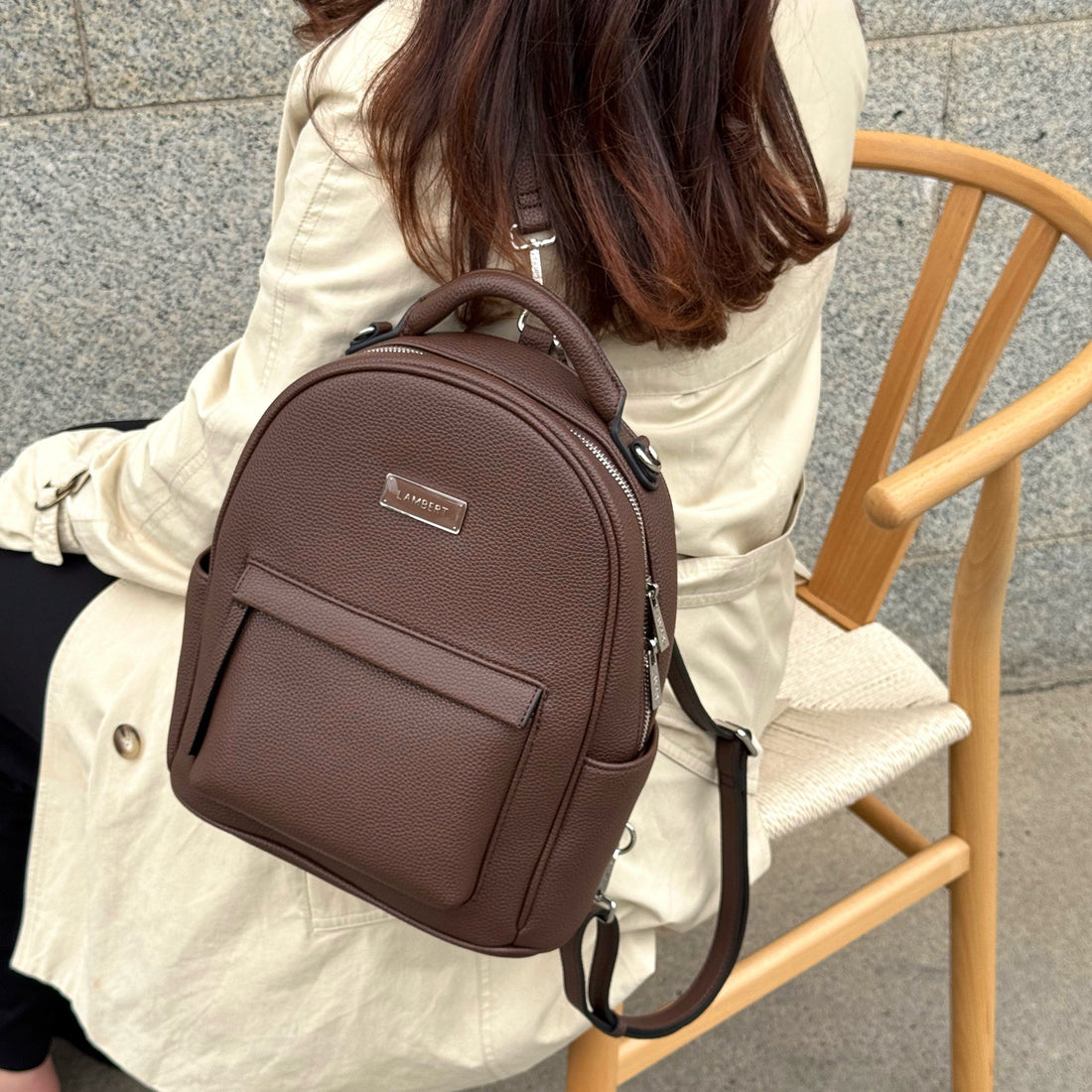The Maude - 3-in-1 backpack vegan leather Chocolate
