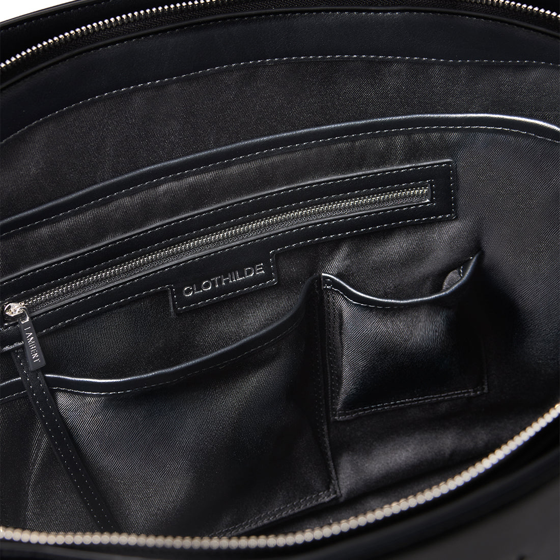 The Clothilde - Black Vegan Leather Work Tote Bag