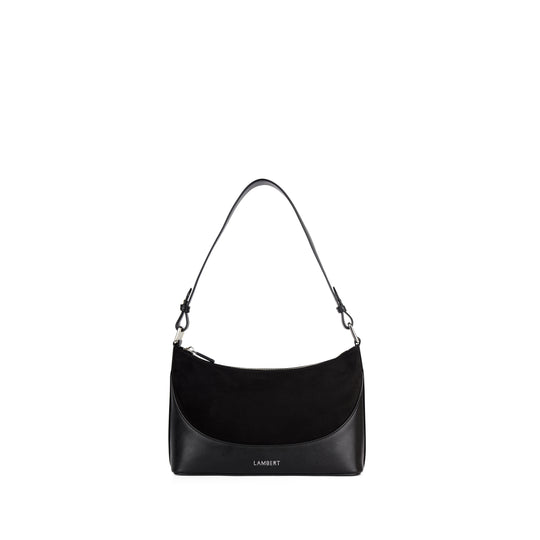 The Clover – 2-in-1 Black Vegan Suede Shoulder Bag