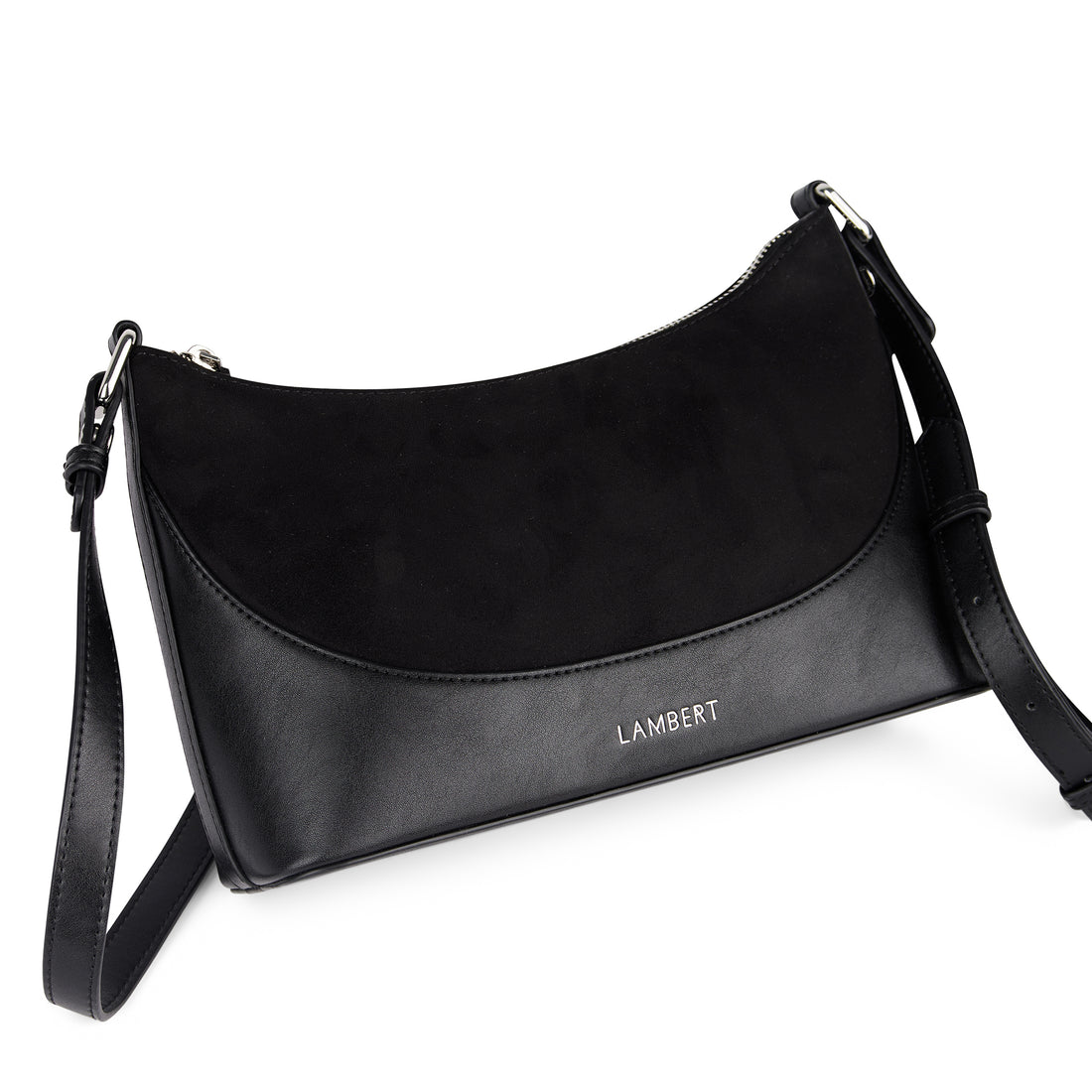 The Clover – 2-in-1 Black Vegan Suede Shoulder Bag