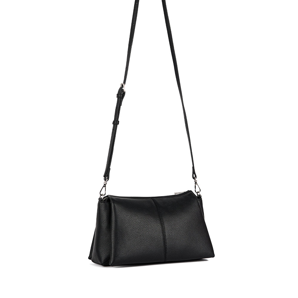 The Eleanor - Black Vegan Leather Crossbody Bag