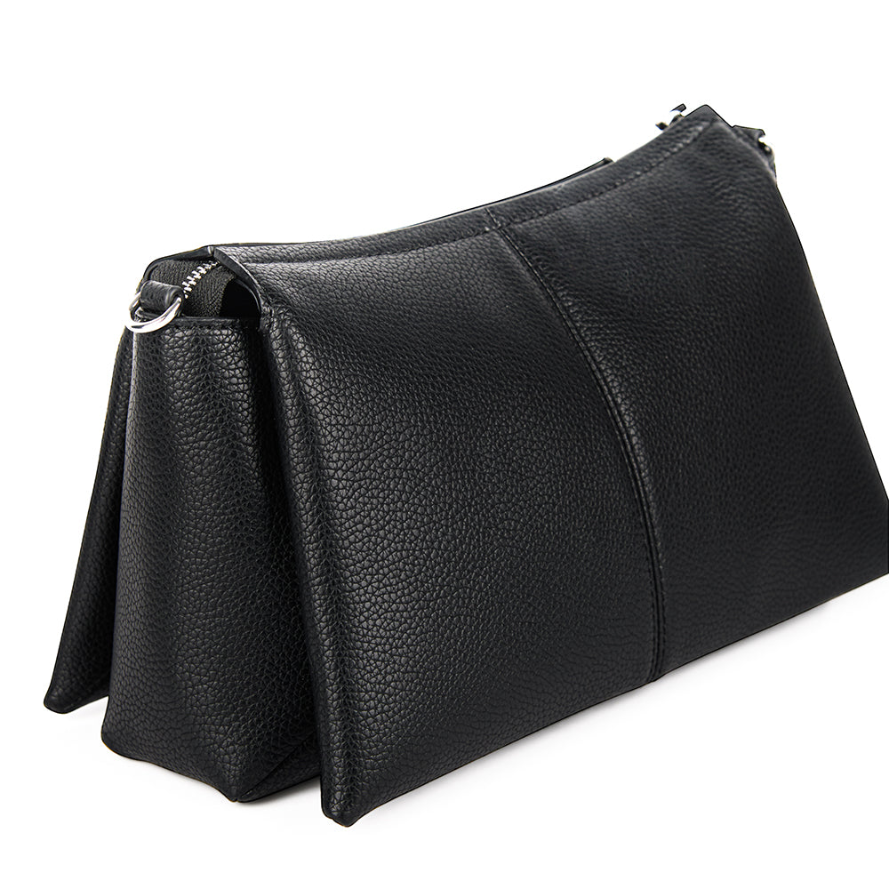 The Eleanor - Black Vegan Leather Crossbody Bag