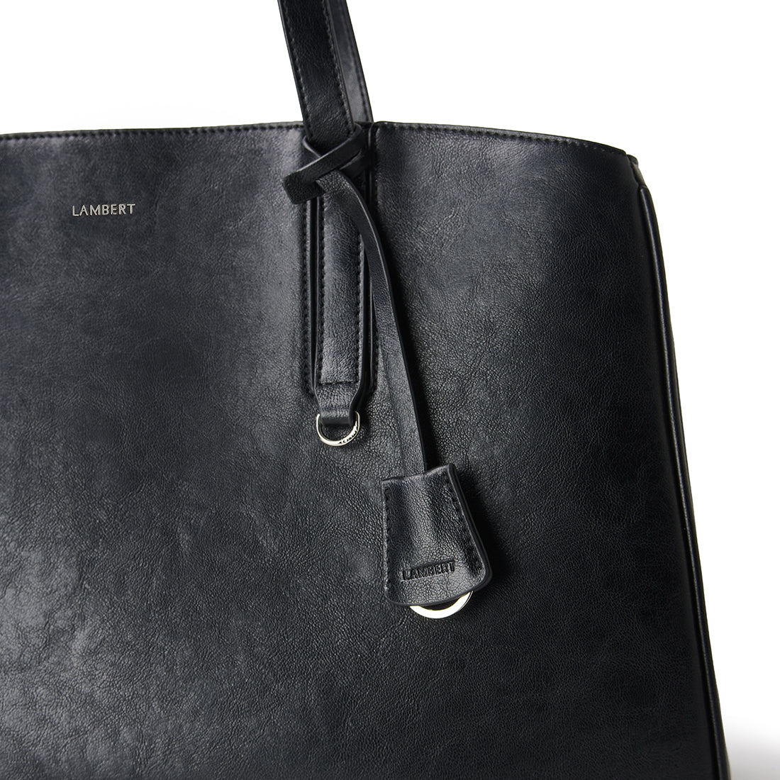 The Estelle - Black Vegan Leather Work Tote Bag