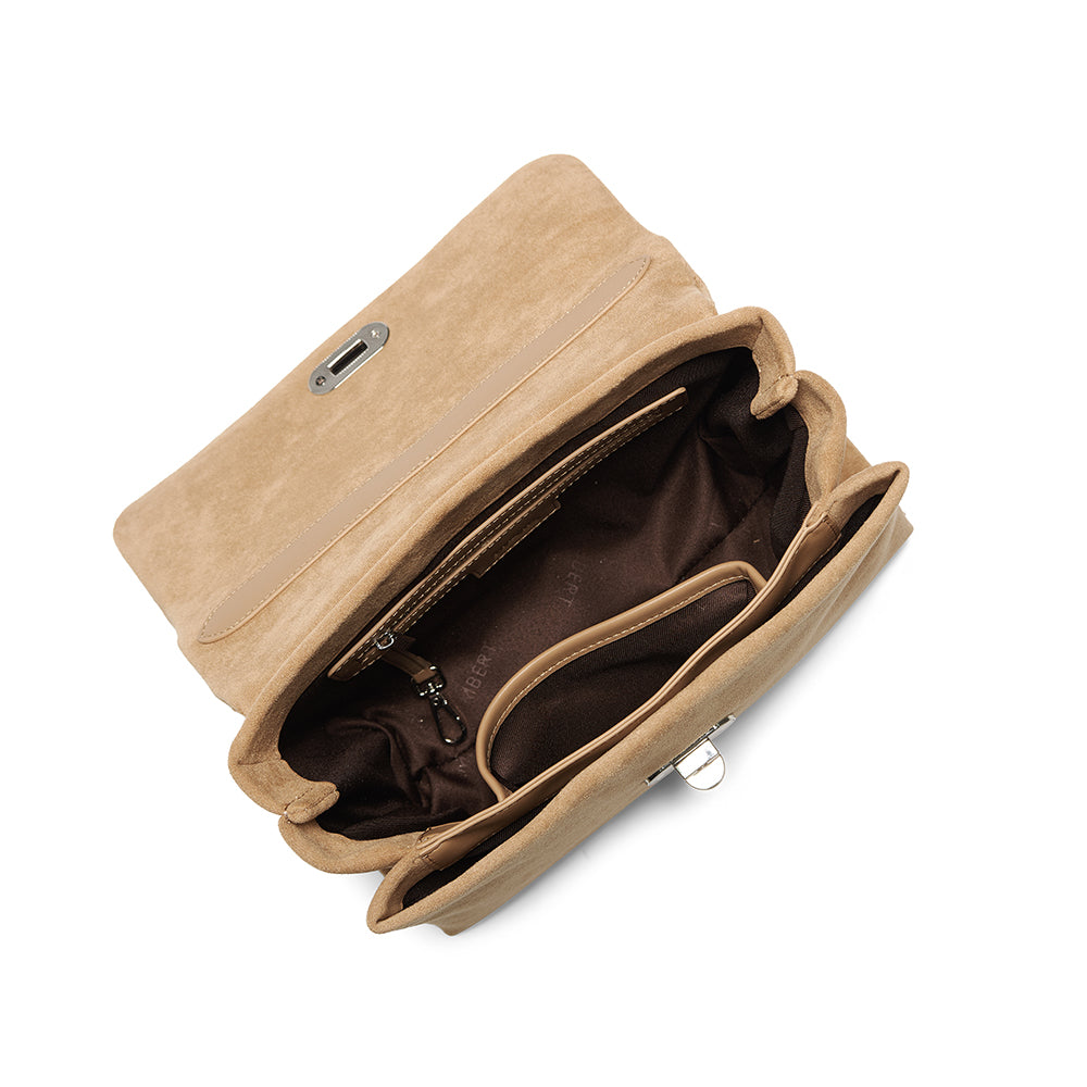 The Freya – 2-in-1 Beige Vegan Suede Handbag