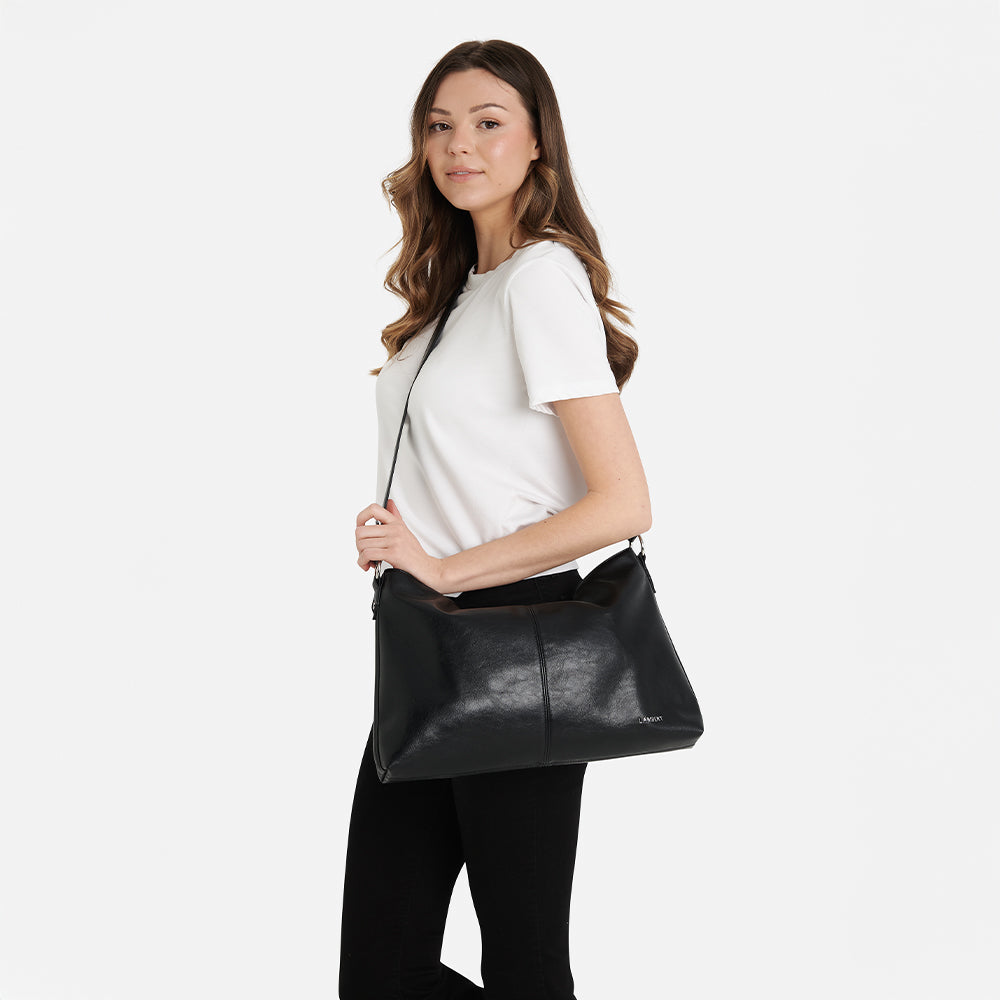 The Gianna – 2-in-1 Black Vegan Leather Shoulder Bag