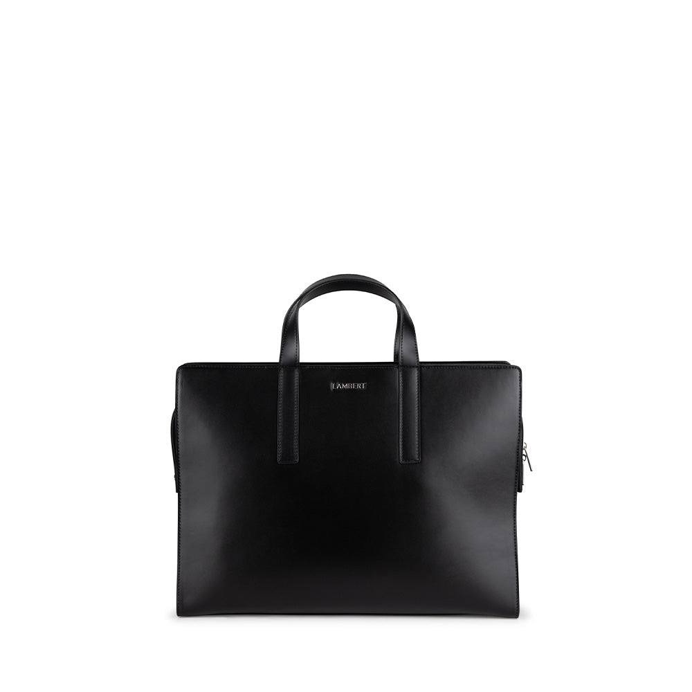 The Helia - 2-in-1 Black Vegan Leather Briefcase