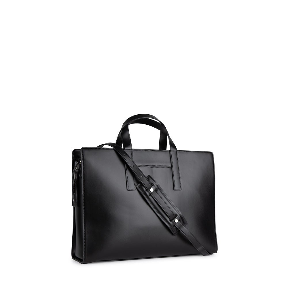 The Helia - 2-in-1 Black Vegan Leather Briefcase