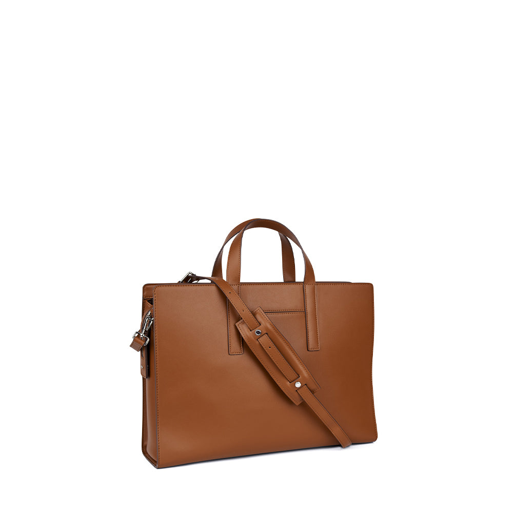 The Helia - 2-in-1 Vegan Leather Briefcase Affogato