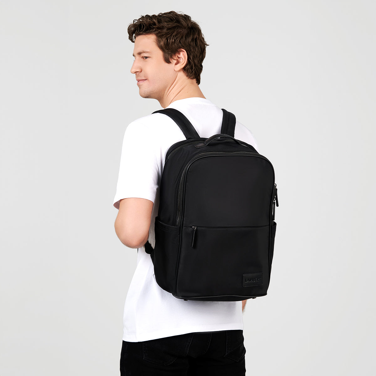 brompton hudson leather backpack The Hudson – Black Recycled Nylon Backpack – Lambert Design US LLC