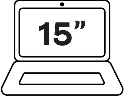 Icon of a laptop with written inside 15 inches.
