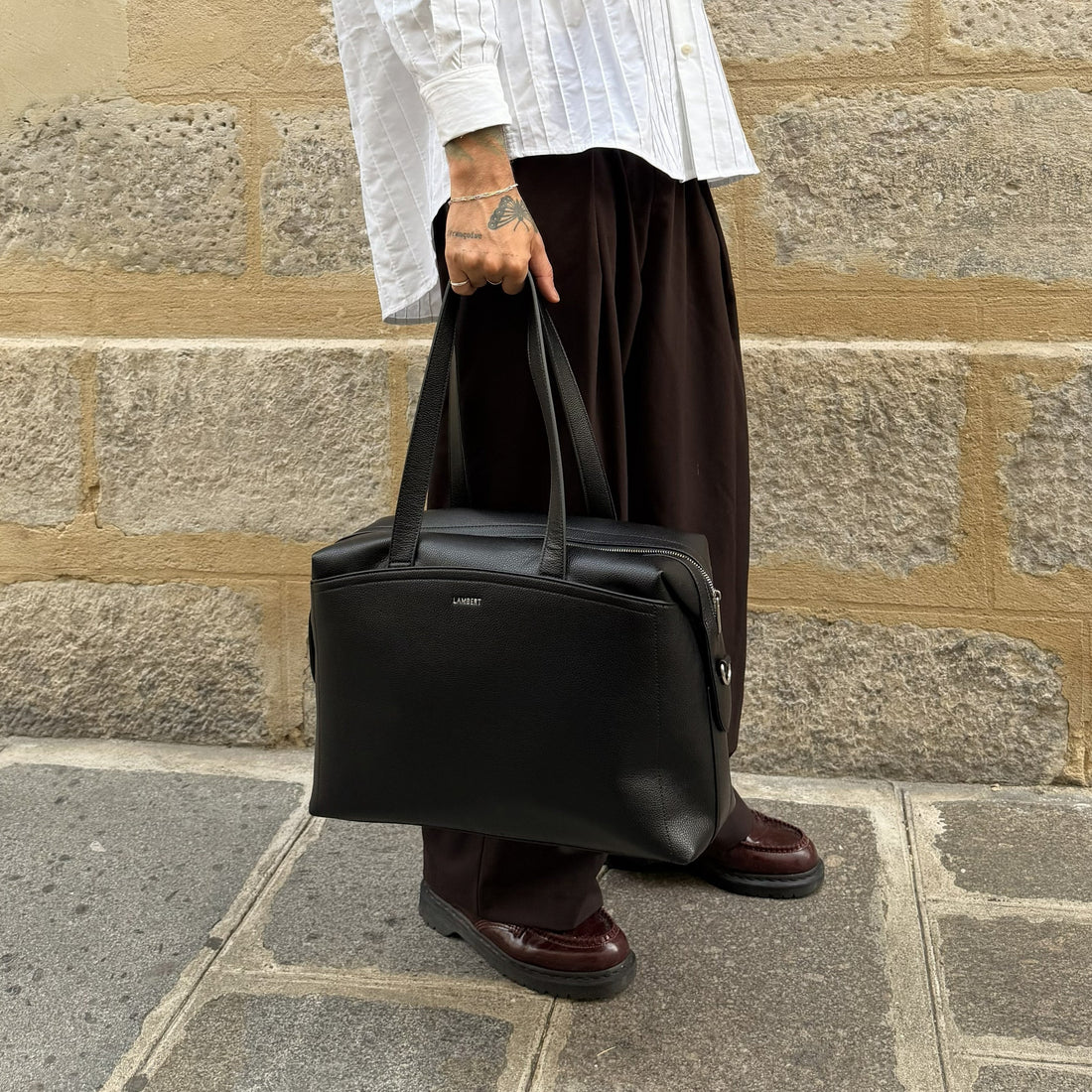 The Edmonton - 2 in 1 Black Vegan Leather Travel Bag