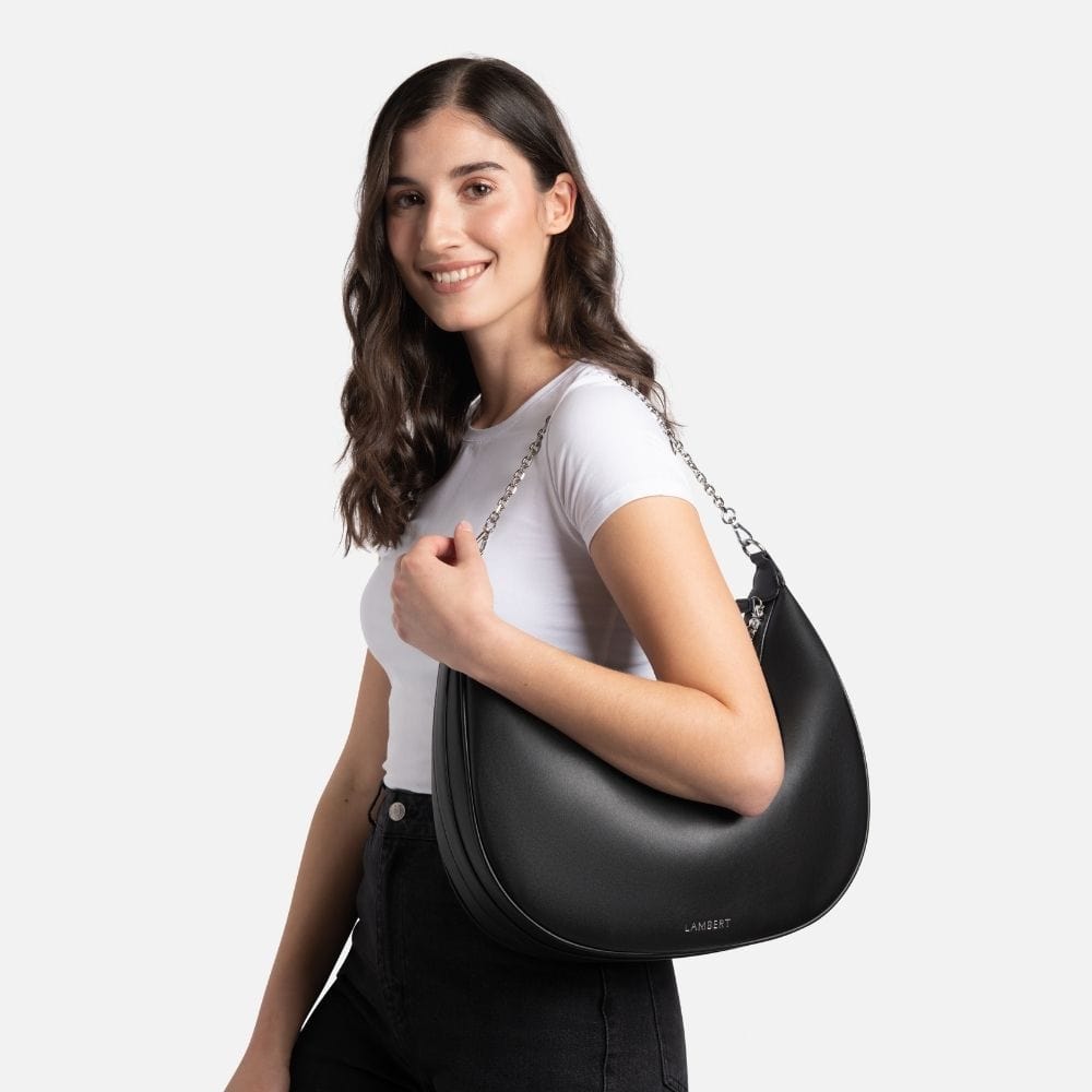 The Jenny - Black Vegan Leather Hobo Handbag