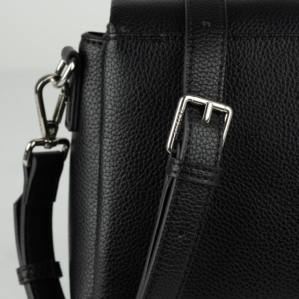 The Judy - Black Vegan Leather Crossbody Handbag