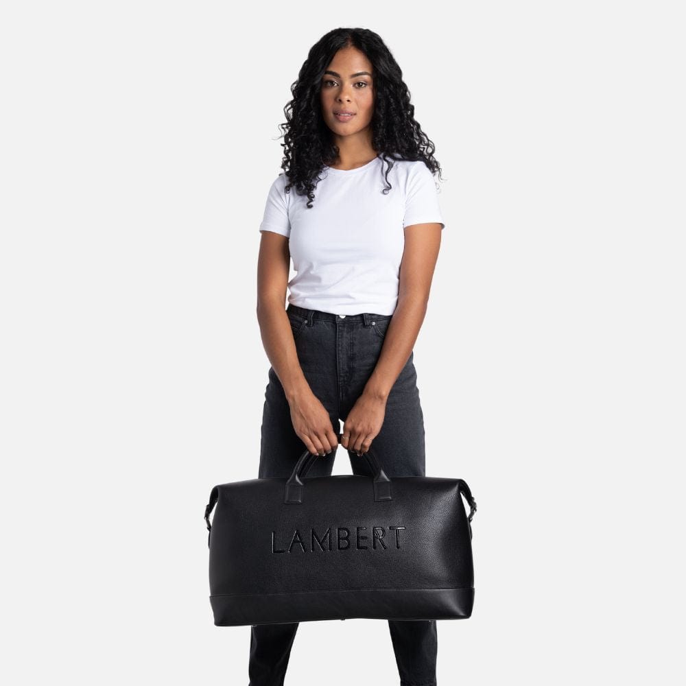 The June - Black Vegan Leather Tote Travel Bag