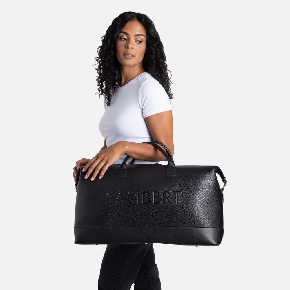 The June - Black Vegan Leather Tote Travel Bag