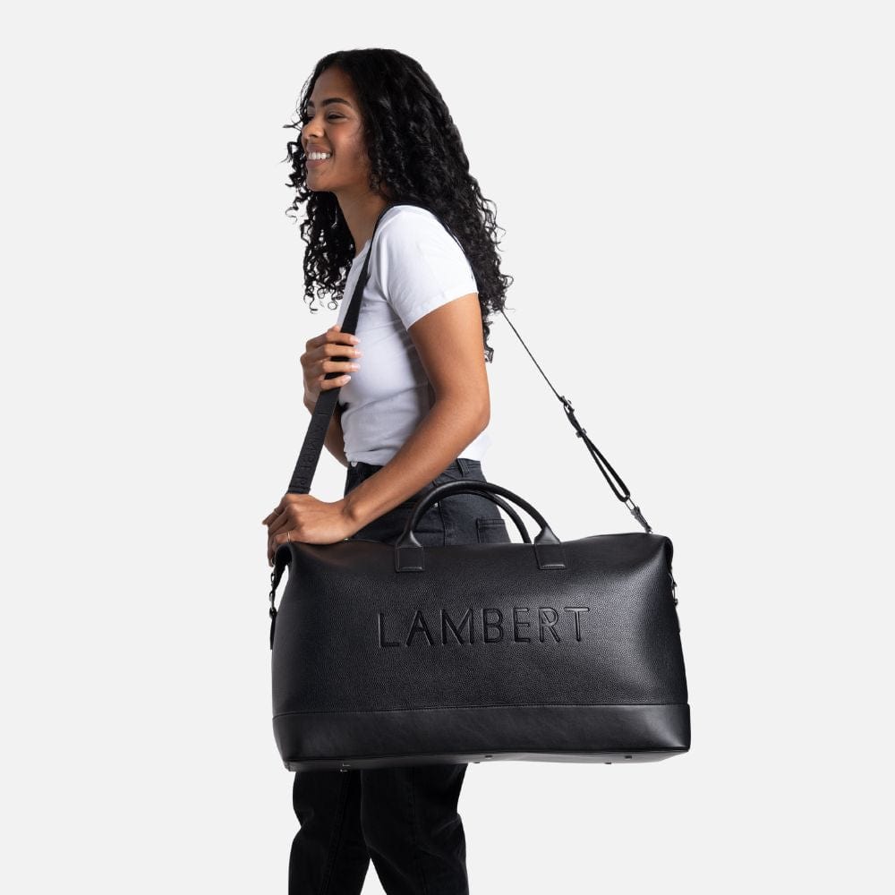 The June - Black Vegan Leather Tote Travel Bag