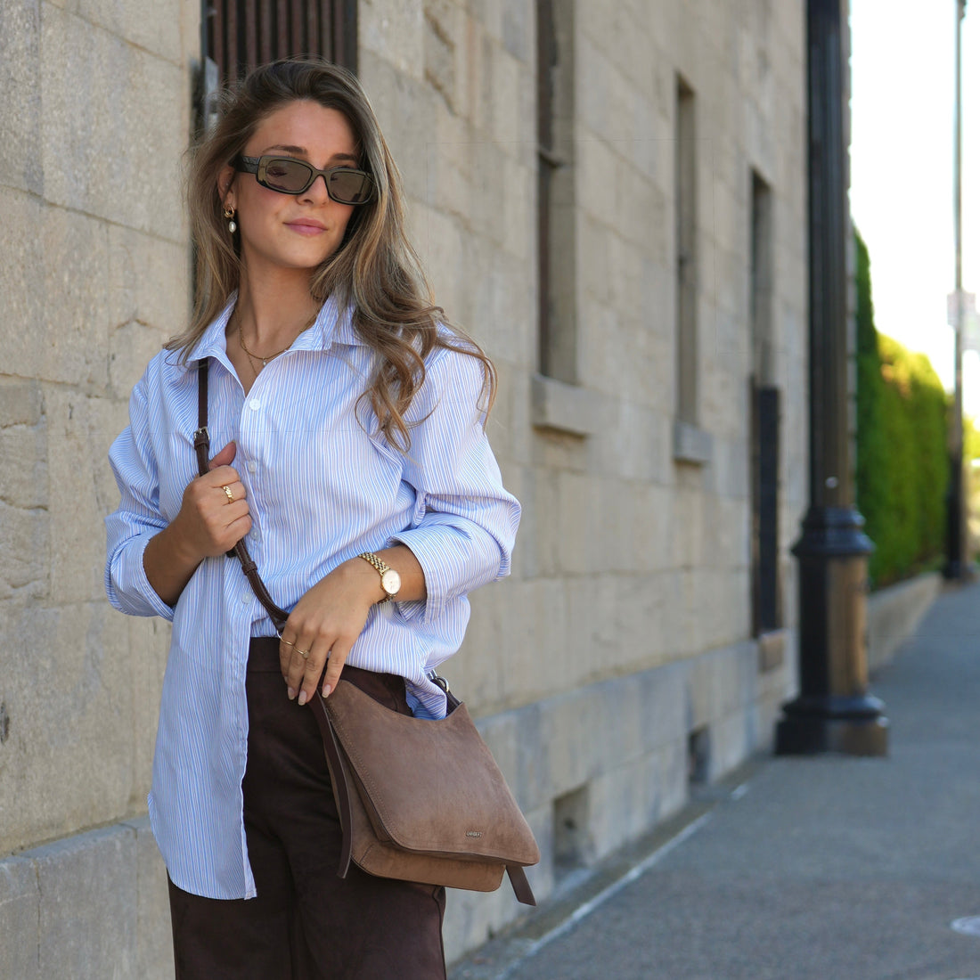 The Leonie - 2-in-1 Taupe Vegan Leather Shoulder Bag