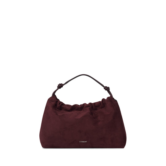 The Lara – Mahogany Vegan Suede Shoulder Bag