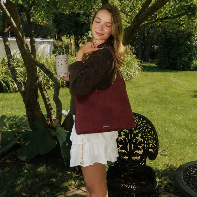 The Katy - Cassis Vegan Suede Tote Bag