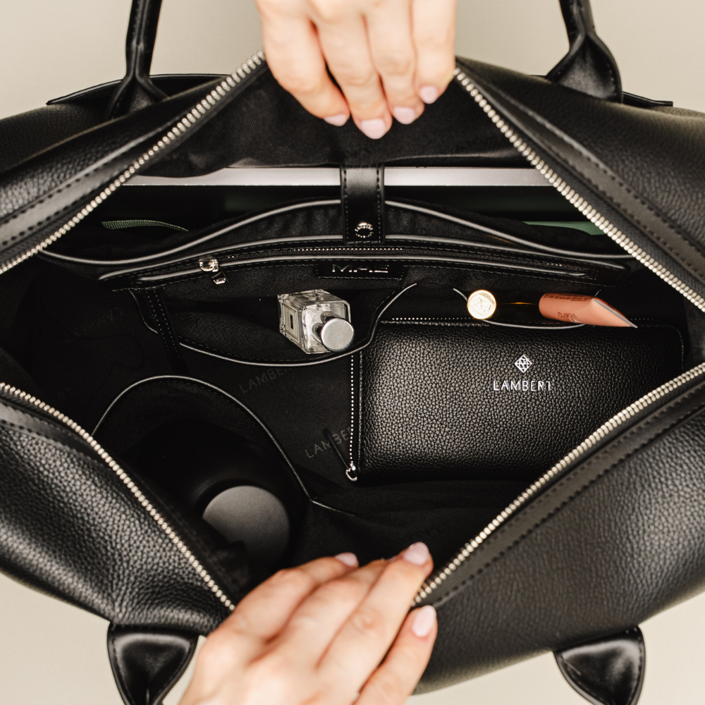 The Mae - Small Black Vegan Leather Travel Bag