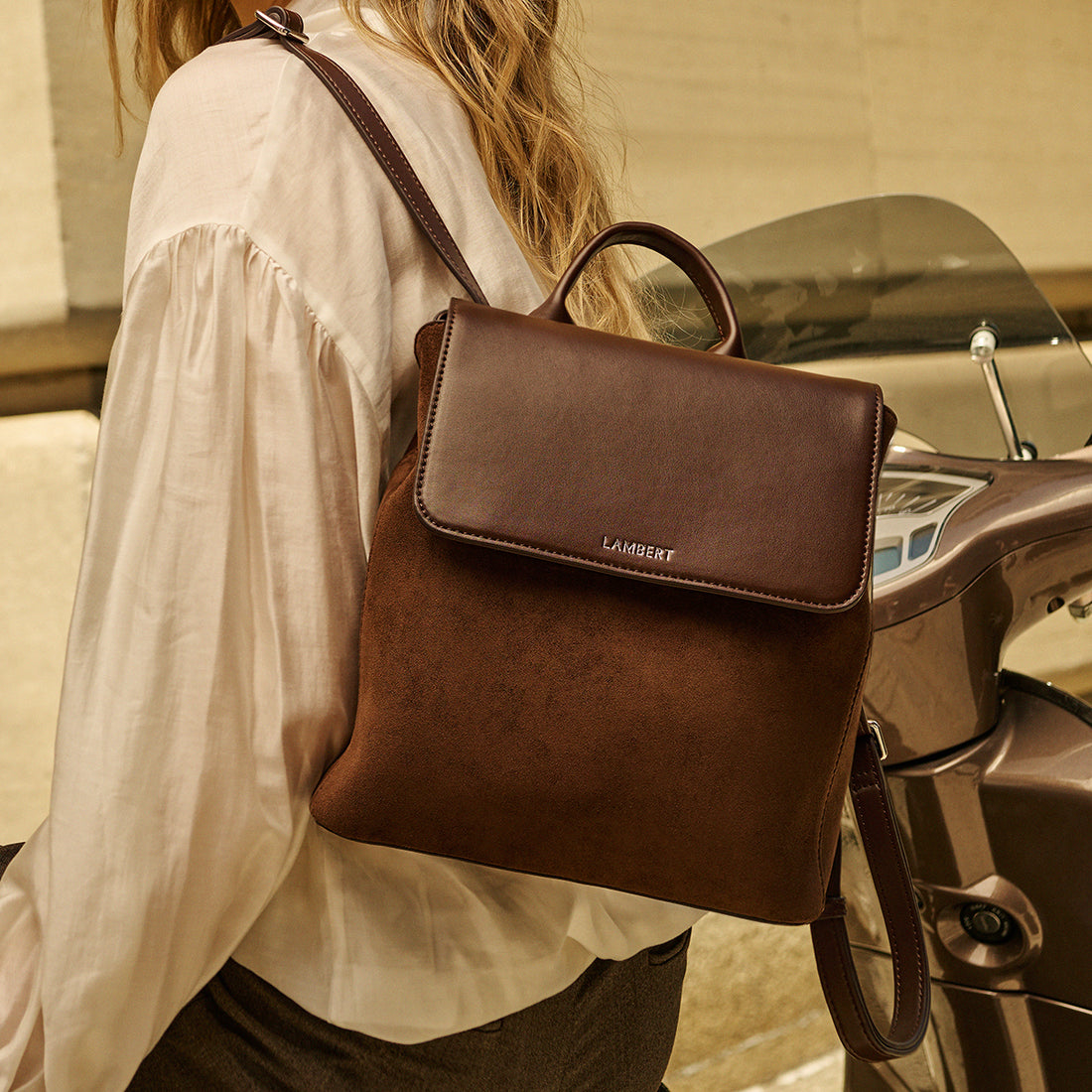 The Cynthia -  Black Vegan Suede Backpack