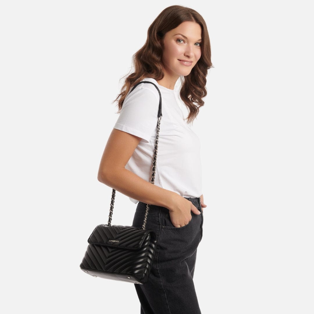 The Madelyn - 2-in-1 Black Vegan Leather Handbag