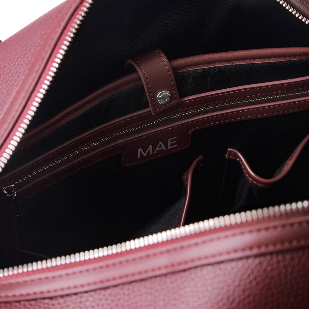 The Mae - Small Cassis Vegan Leather Travel Bag