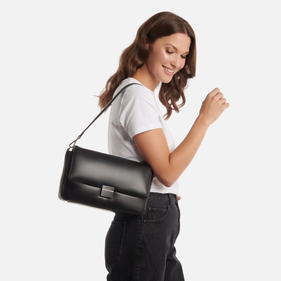 The Mallow - 2-in-1 Black Vegan Leather Handbag