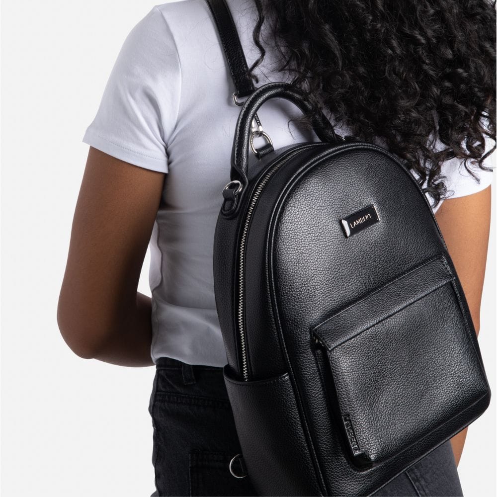 The Maude - 3-in-1 backpack in black vegan leather