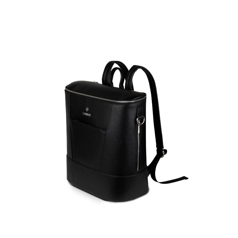 The Mia - Black Vegan Leather Diaper Bag