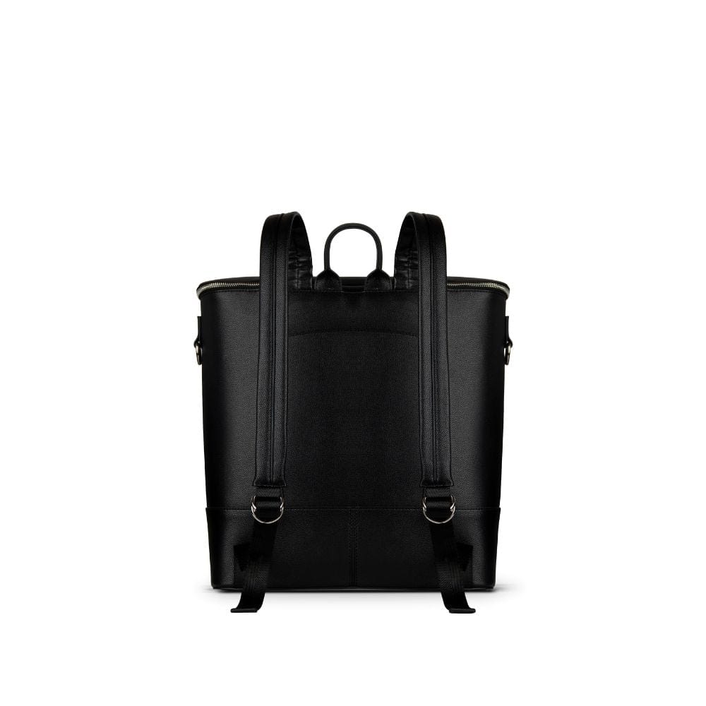 The Mia - Black Vegan Leather Diaper Bag