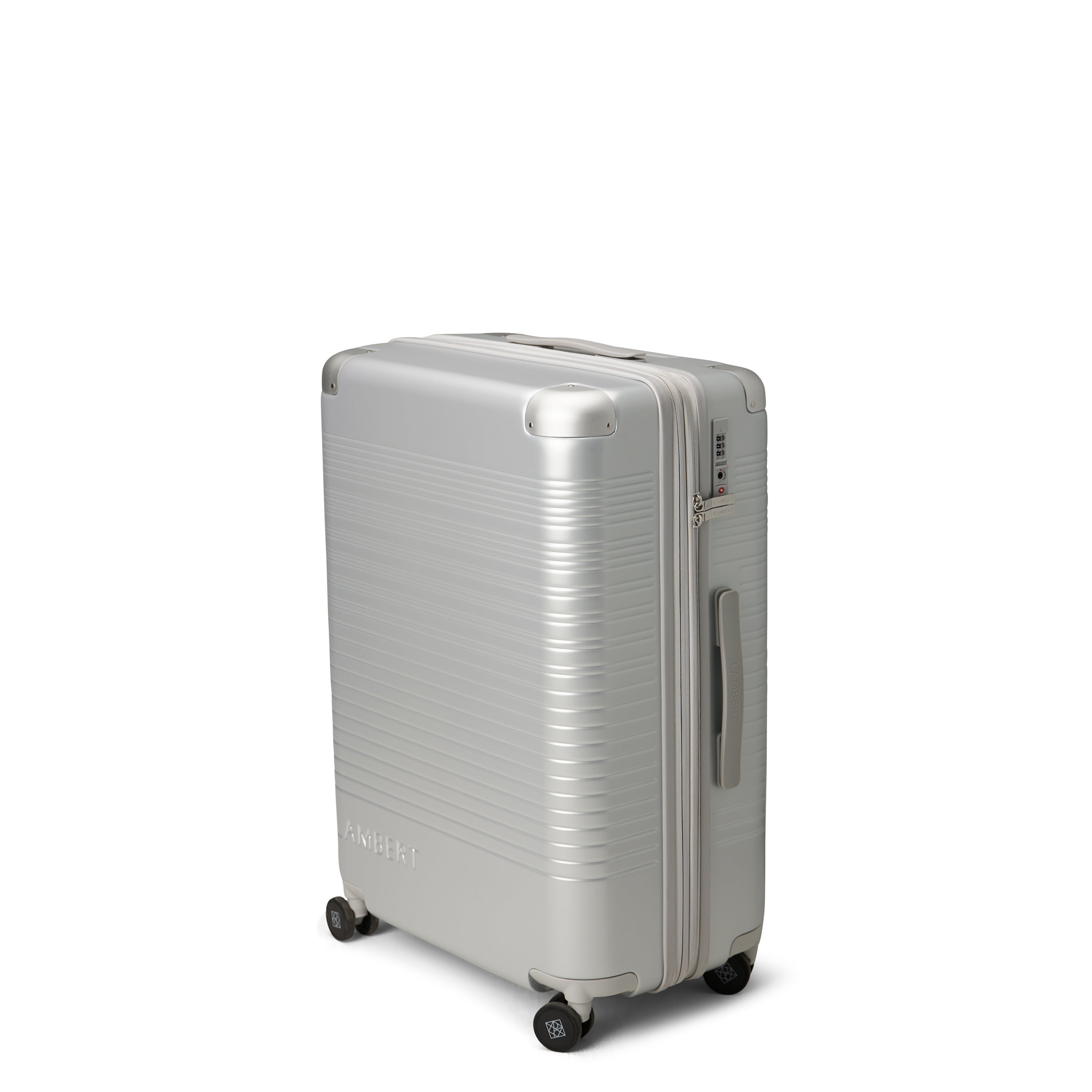 The Milan – Silver Medium Checked Luggage – Lambert Design US LLC