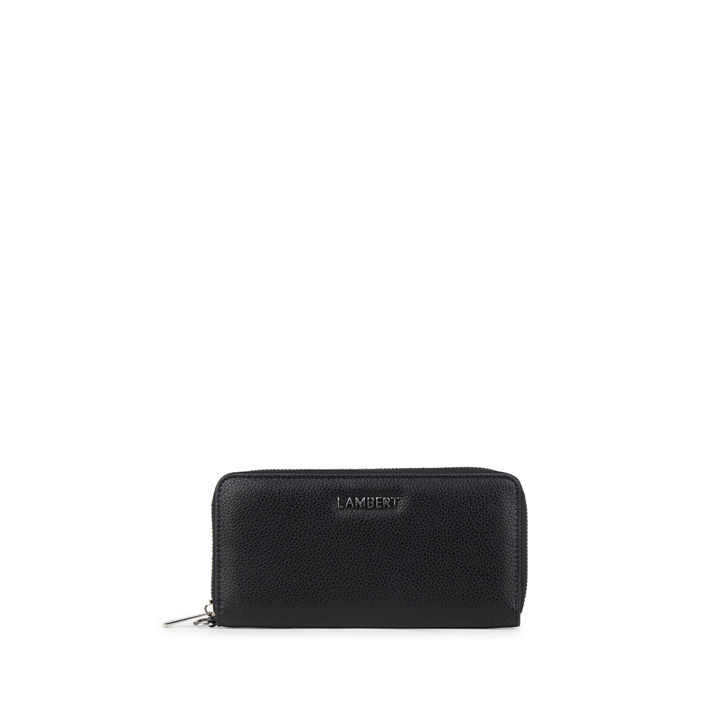 The Mina - Black Vegan Leather Wallet with Wide Strap