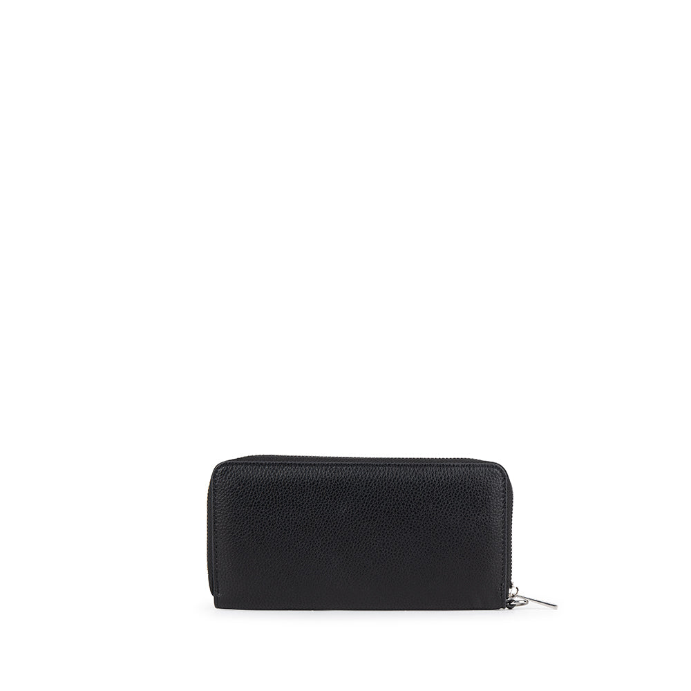 The Mina - Black Vegan Leather Wallet with Wide Strap