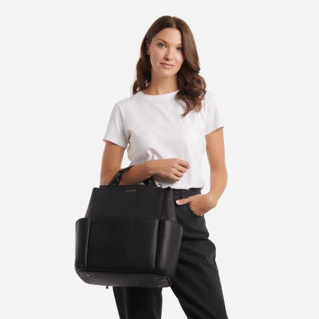 The Nala - Black Vegan Leather Diaper Bag