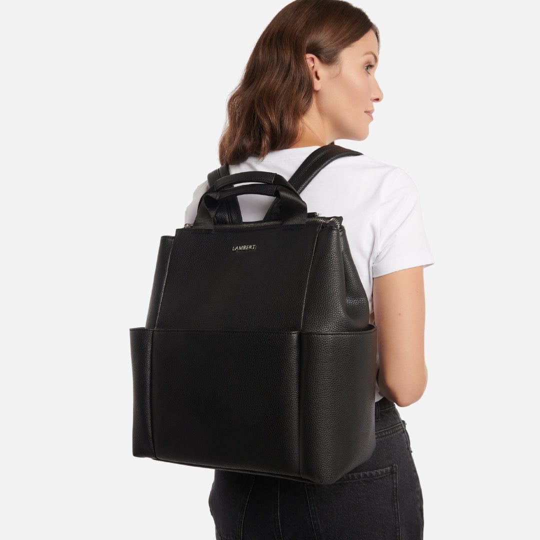 The Nala - Black Vegan Leather Diaper Bag