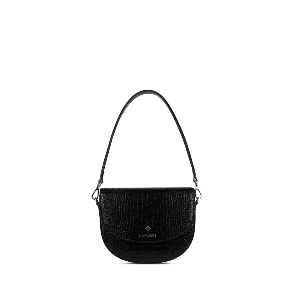 The Naomi - 2-in-1 Black Croc Vegan Leather Handbag