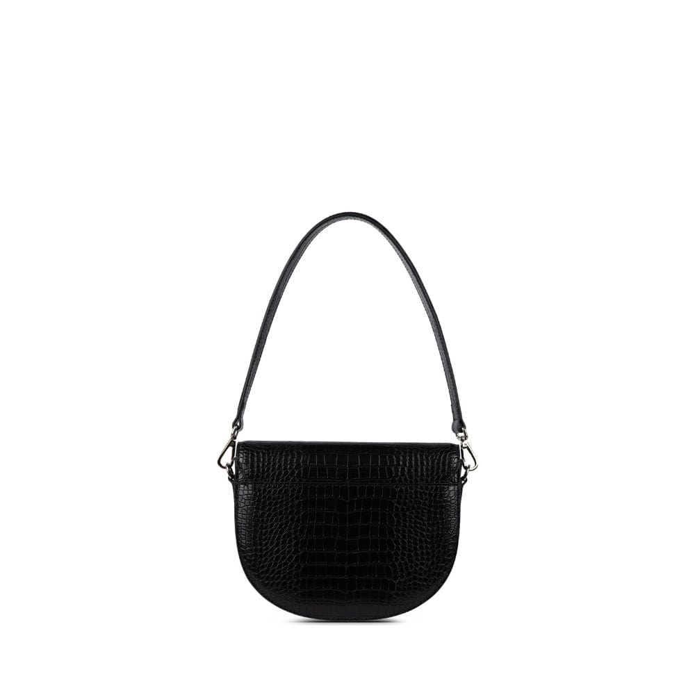 The Naomi - 2-in-1 Black Croc Vegan Leather Handbag