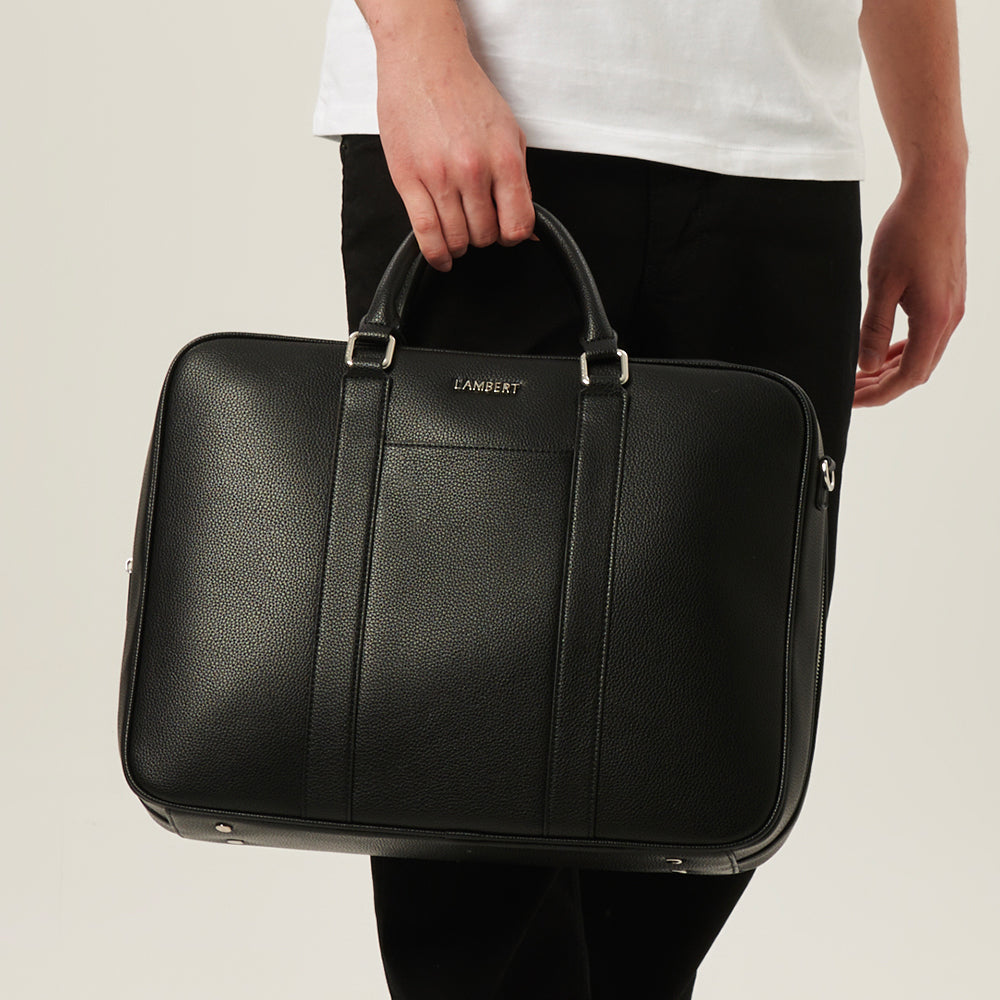 The Noah - 2-in-1 briefcase in black vegan leather