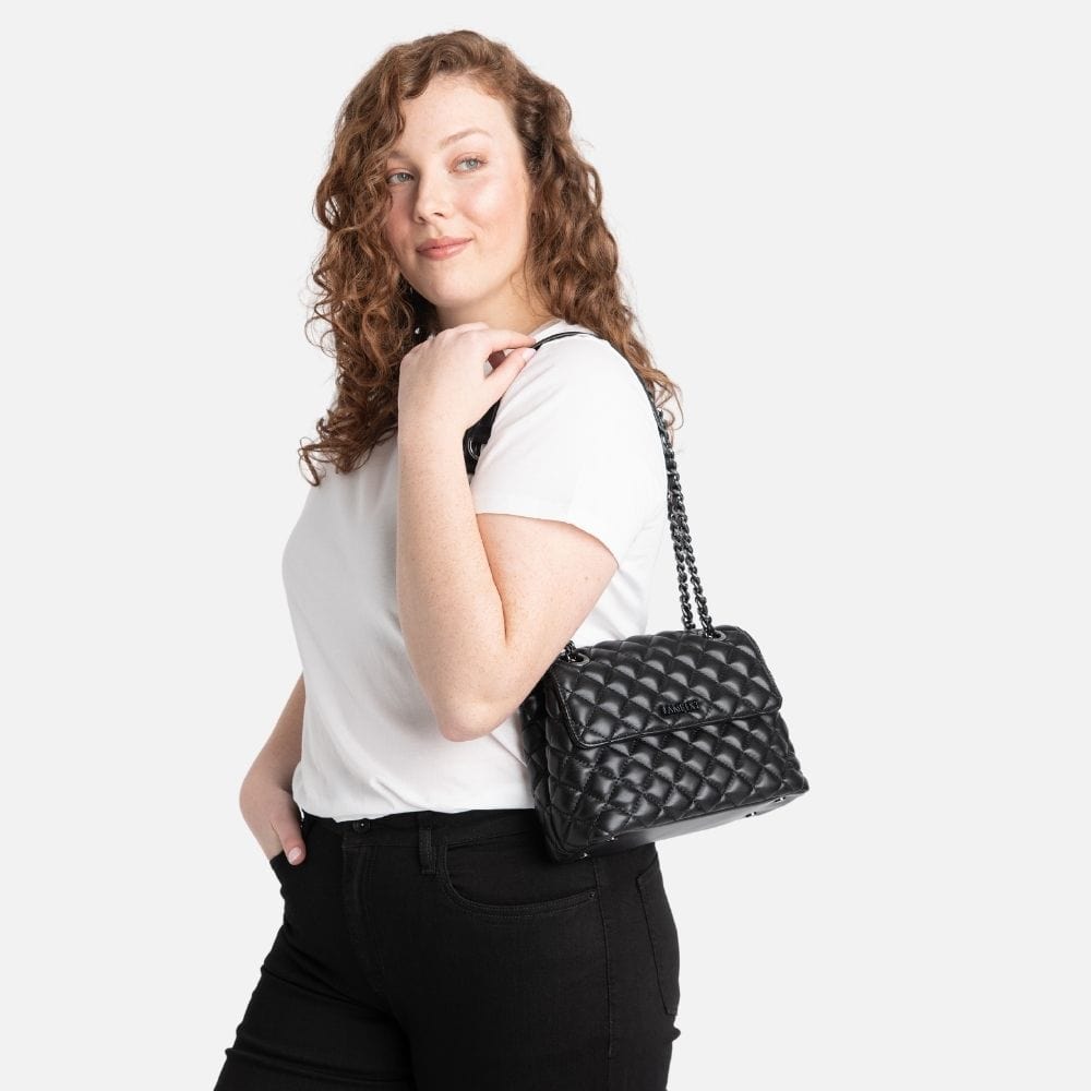 The Penelope - 2-in-1 Black Vegan Leather Handbag